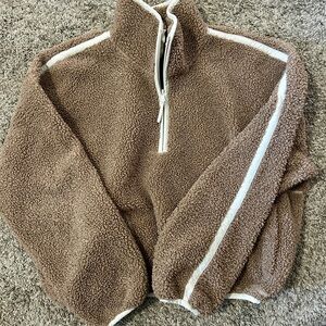 Old Navy Brown and White Sherpa Pullover